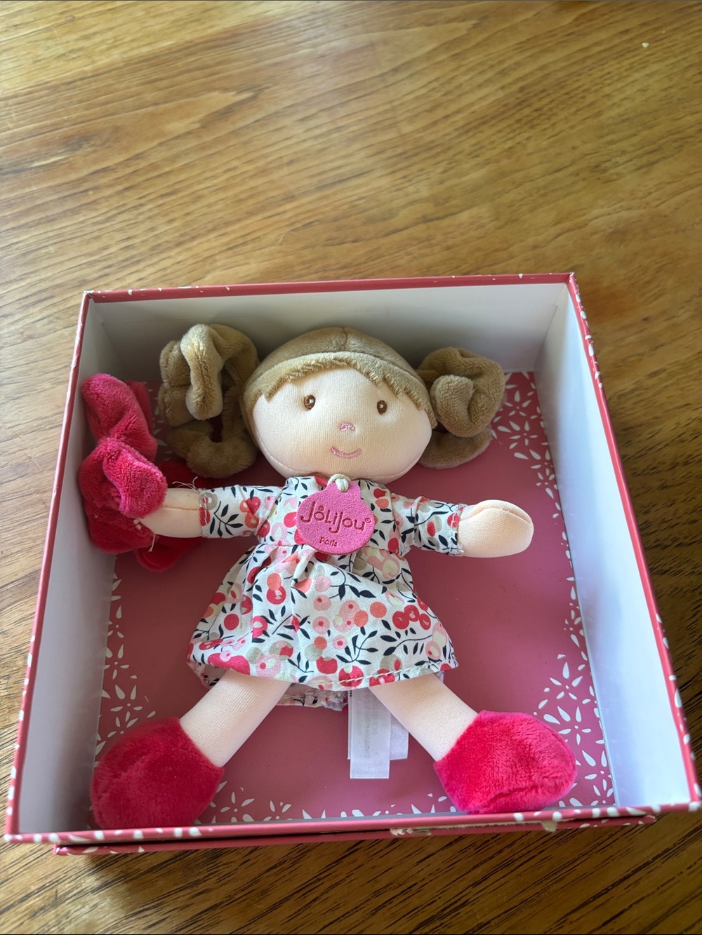 Jellycat Floral Dress Plush Doll with Pink Accents